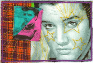 Elvis fabric post cards.