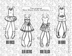 Novi Star wardrobe, in black line art.